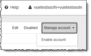 A screenshot of the Enable account menu within the Manage account menu.